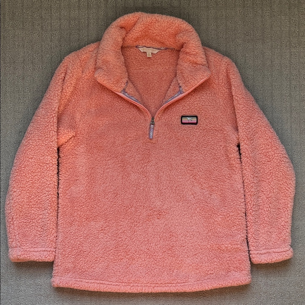 Simply Southern Teddy Fleece Quarter-Zip Pull Over Sweatshirt Pink Size Small